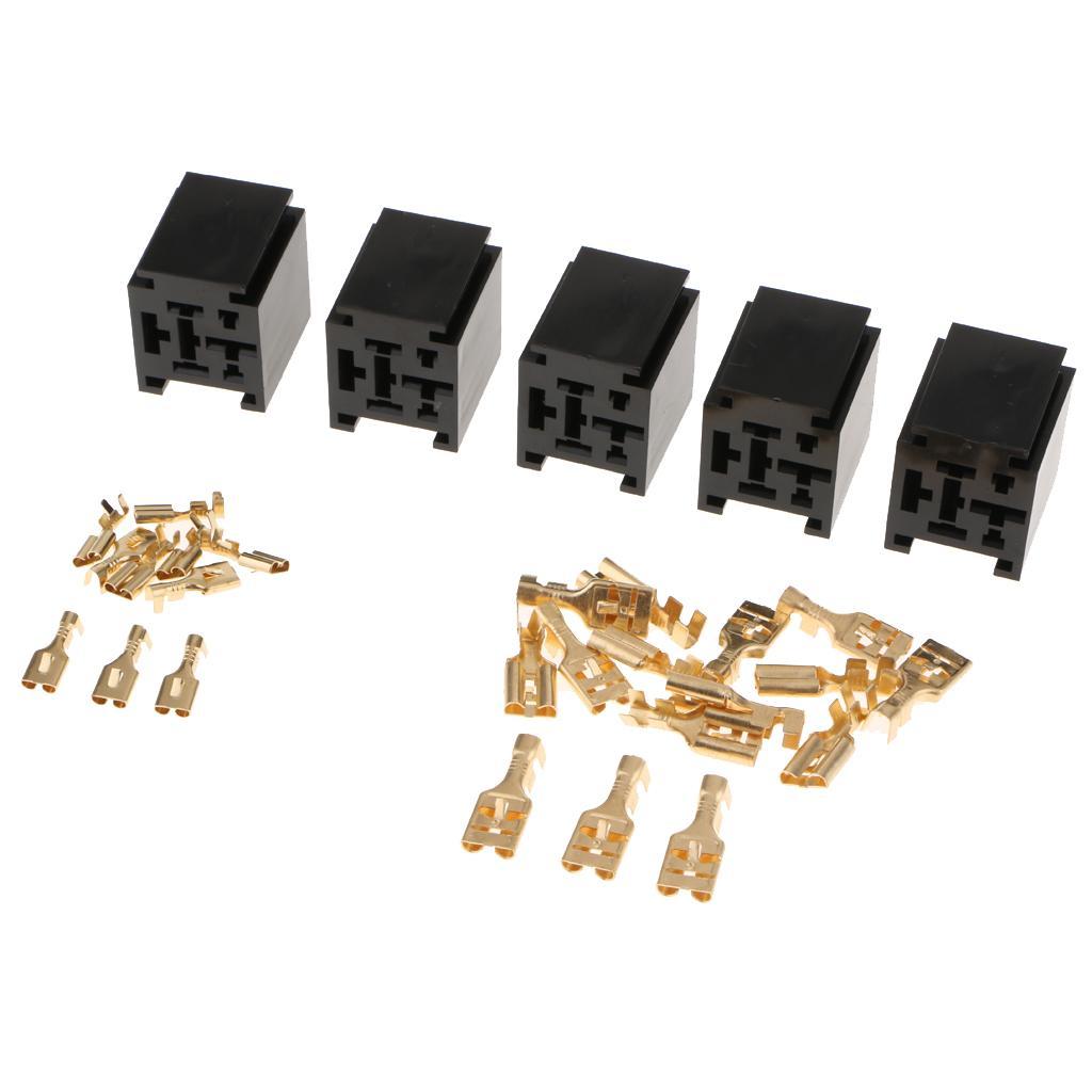 15Pcs 80Amp Relay Connector 4-Pin Mounting Socket + Terminals Base Holder