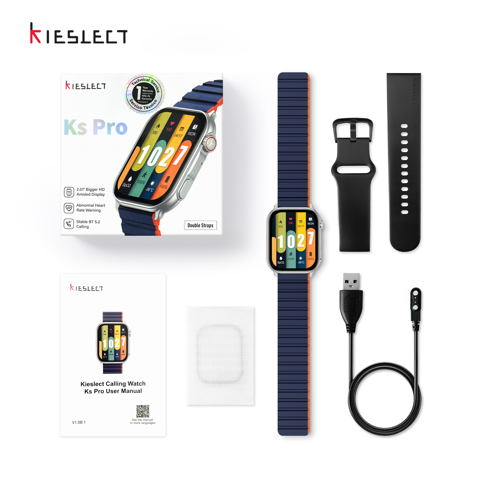 Đồng hồ thông minh Kieslect KS Pro | 2.01 inch | Super AMOLED | 300mAh | Nghe gọi trực tiếp - Hàng Chính Hãng