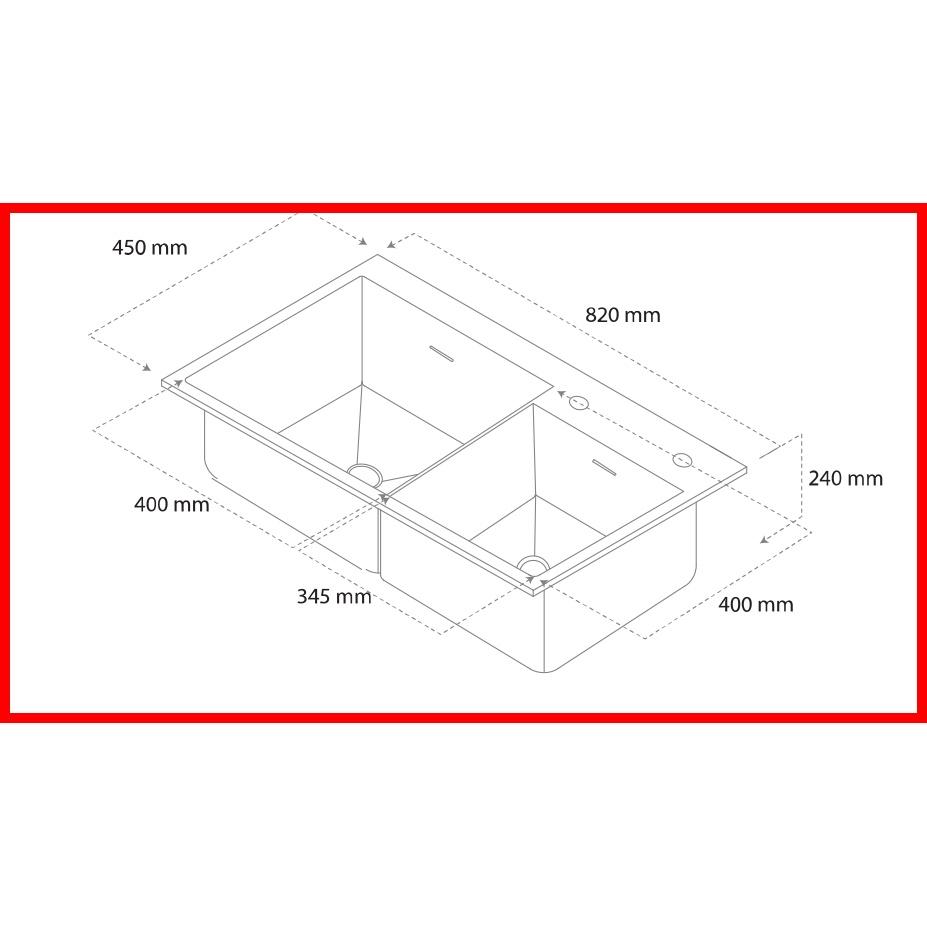 Chậu rửa 2 hố lệch phụ kiện đi kèm chât liệu Inox 304 cao cấp mã GC.B8245 thương hiệu GERARI