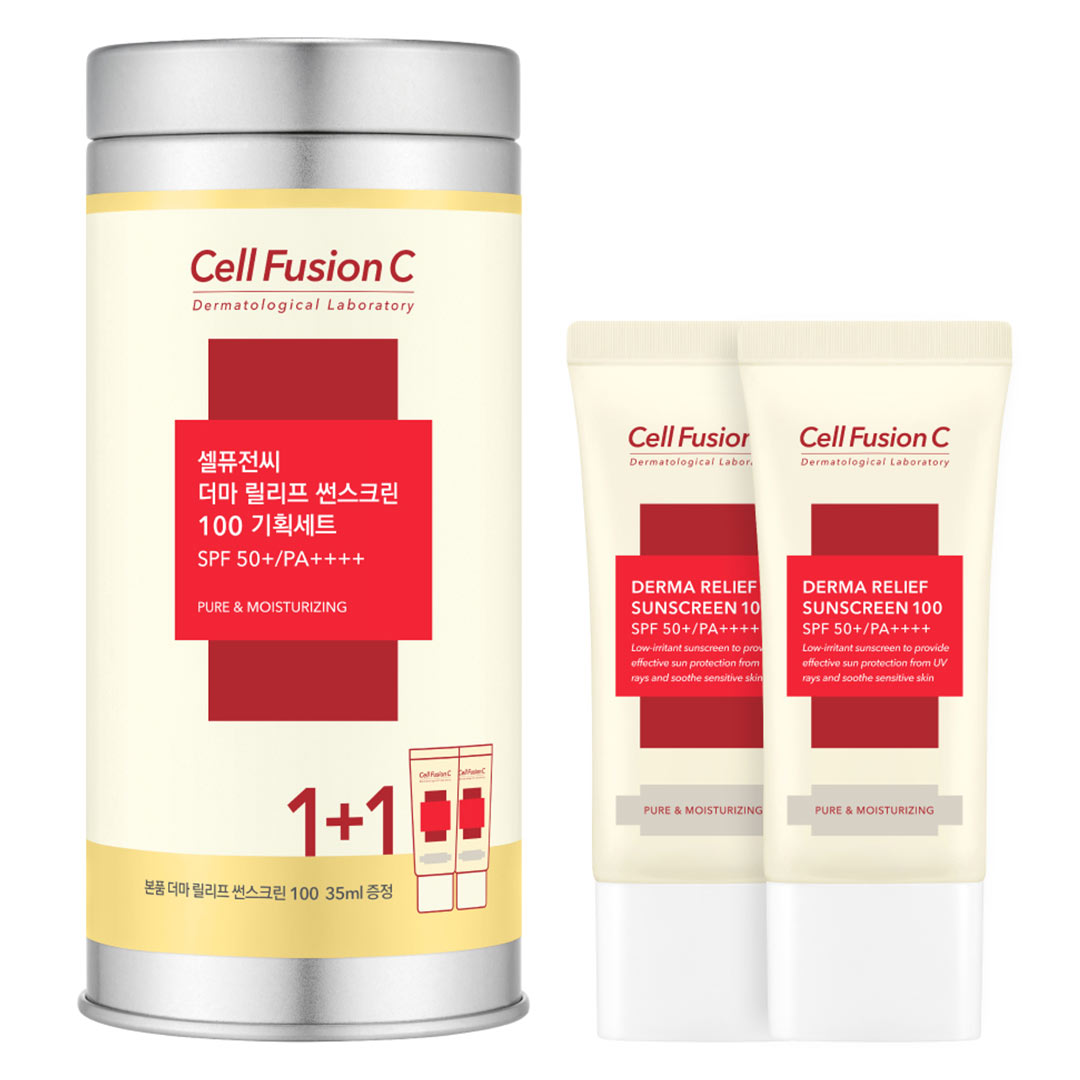 Cell Fusion C Kem Chống Nắng Dịu Nhẹ, An Toàn Cho Mọi Loại Da Derma Relief Sunscreen 100 SPF50+/PA++++ 35ml+35ml