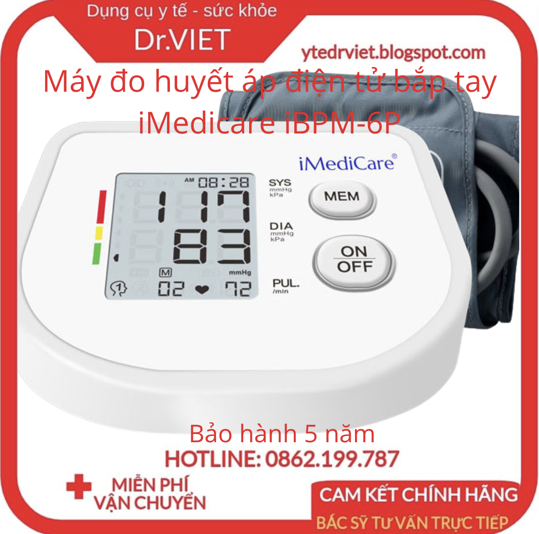 Máy đo huyết áp điện tử bắp tay iMediCare iBPM-6P