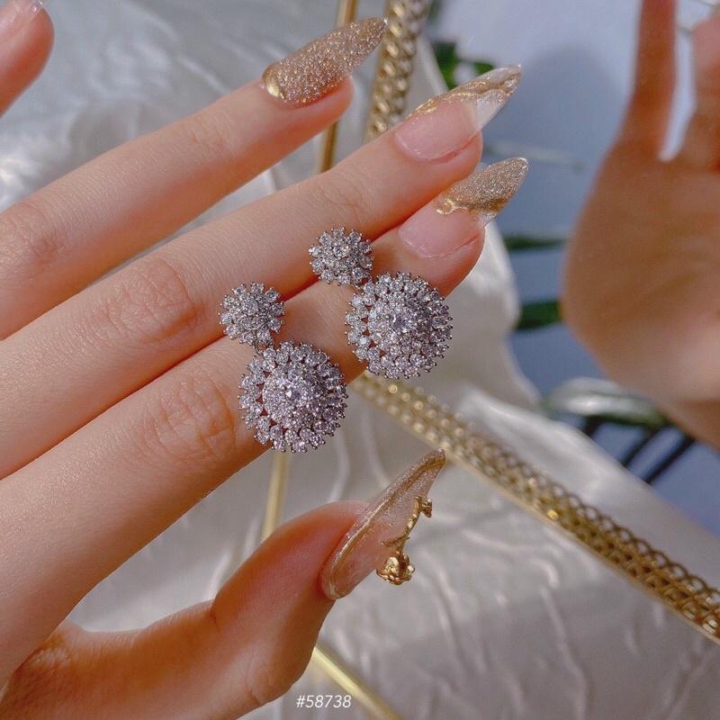 Bông tai xi bạch kim siêu sáng Kami bền màu