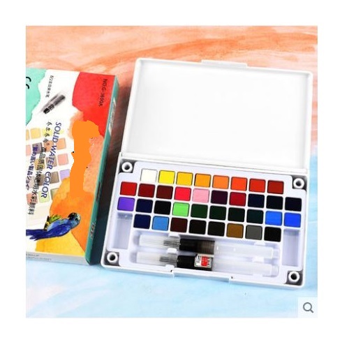 Màu nước dạng nén cao cấp G3600A set 36 màu solid watercolor đi kèm 2 cây cọ nước dành cho vẽ tranh