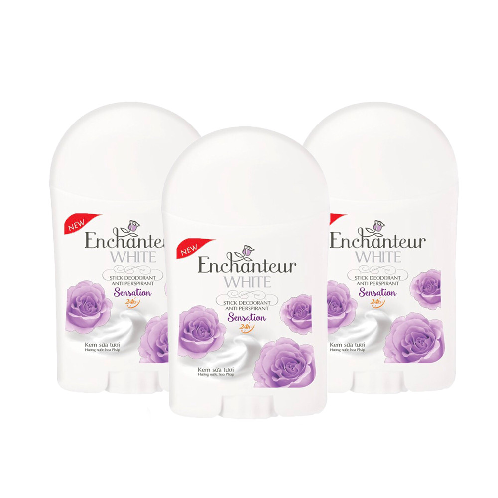 Bộ 3 Sáp khử mùi trắng da Enchanteur Sensation 40g*3