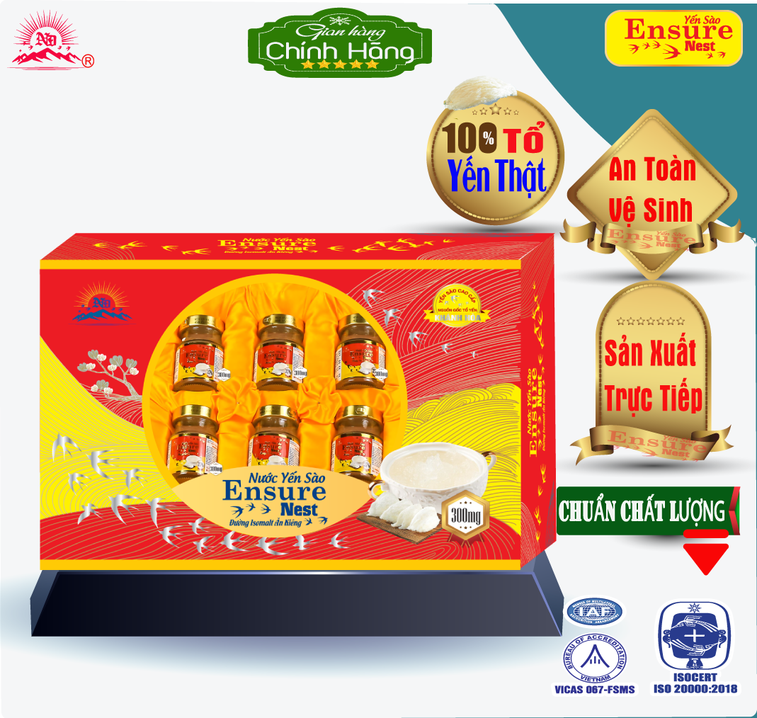 Yến Chưng Không Đường Ensure Nest ( Isomalt) Cho Người Ăn Kiêng 300mg (25%) Yến - Hộp quà tặng