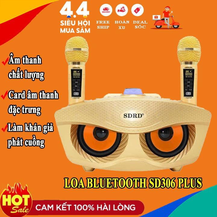 Loa bluetooth Karaoke SDRD SD 306 Plus Kèm 2 Micro Không dây Có Màn Hình Mới 2021 bảo hành 12 tháng bass cực hay