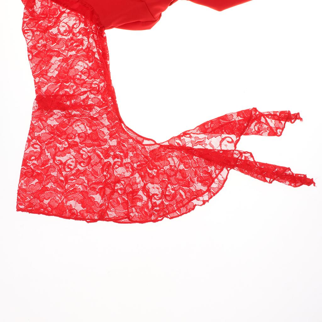 Ballroom Flamenco Latin Dance Blouse Square Dance V Neck Lace Sleeve Tops Women Dancewear Costumes