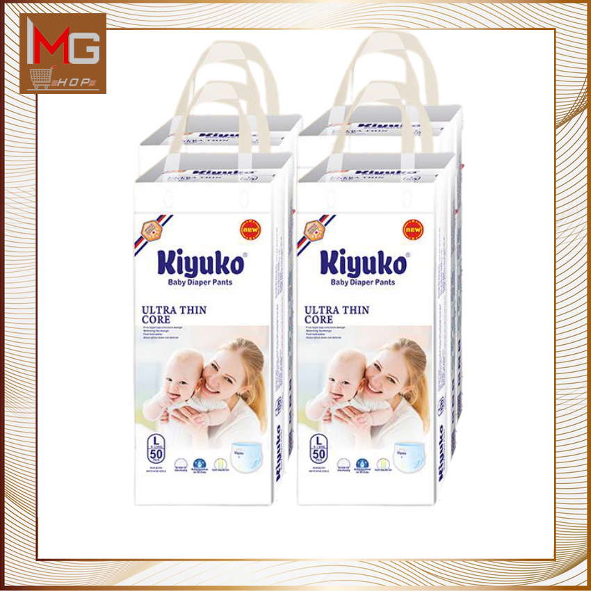 Tã/ bỉm quần Kiyuko size L50 (9-14kg) cao cấp cho bé yêu siêu lành tính siêu mỏng và siêu thấm hút