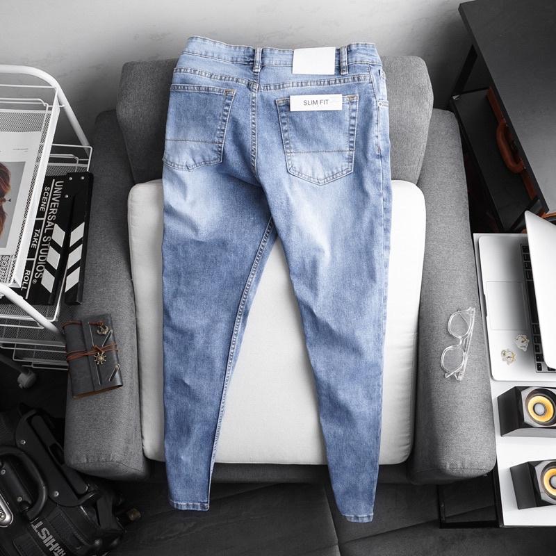 Quần jean nam big size cao cấp màu xanh slimfit co giãn xuất xin