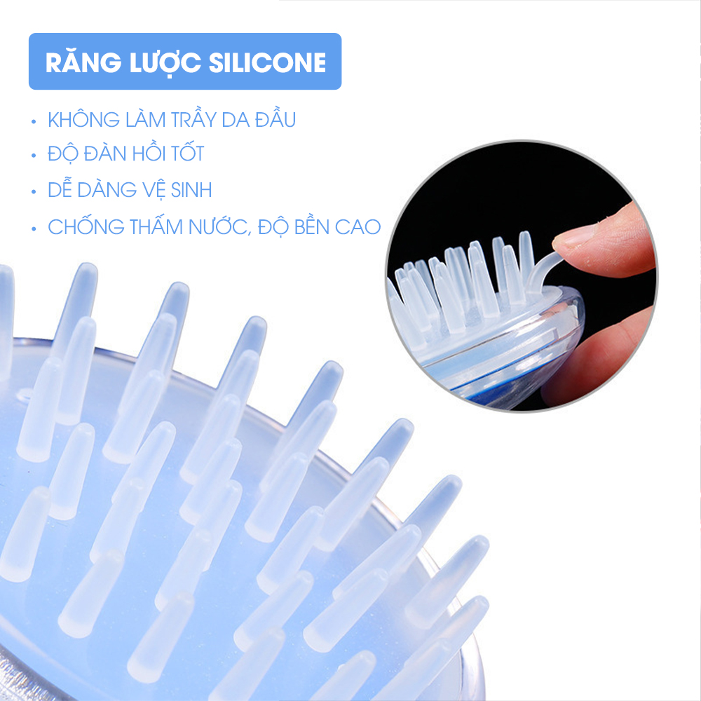 Lược gội đầu massage silicon CWELL, mát xa da đầu, gỡ rối và giảm rụng tóc hiệu quả C04PK