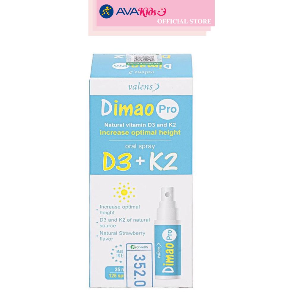 Lọ xịt Valens Dimao Pro D3+K2 hỗ trợ hấp thu canxi 25 ml (từ 0 tháng)