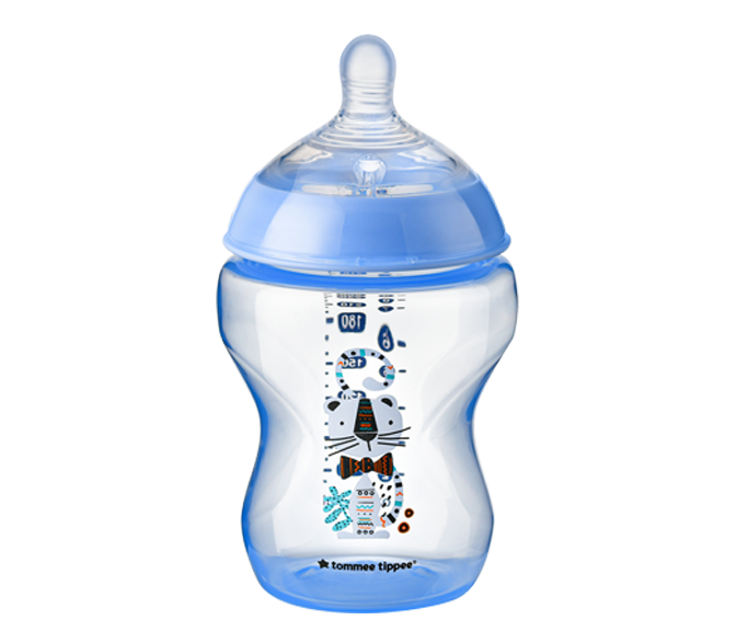 Bình Sữa Ty Siêu Mềm Tự Nhiên Tommee Tippee Closer To Nature 260ml, Núm Ty Của Bình 3-6 Tháng - Xanh Dương