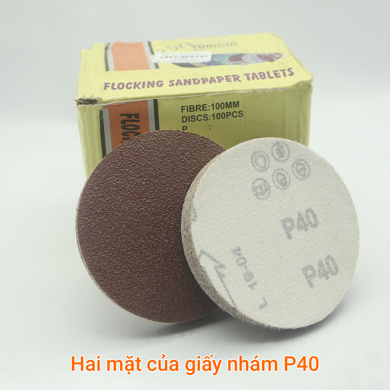  Hộp 100 giấy nhám tròn 100mm độ nhám chuẩn P40