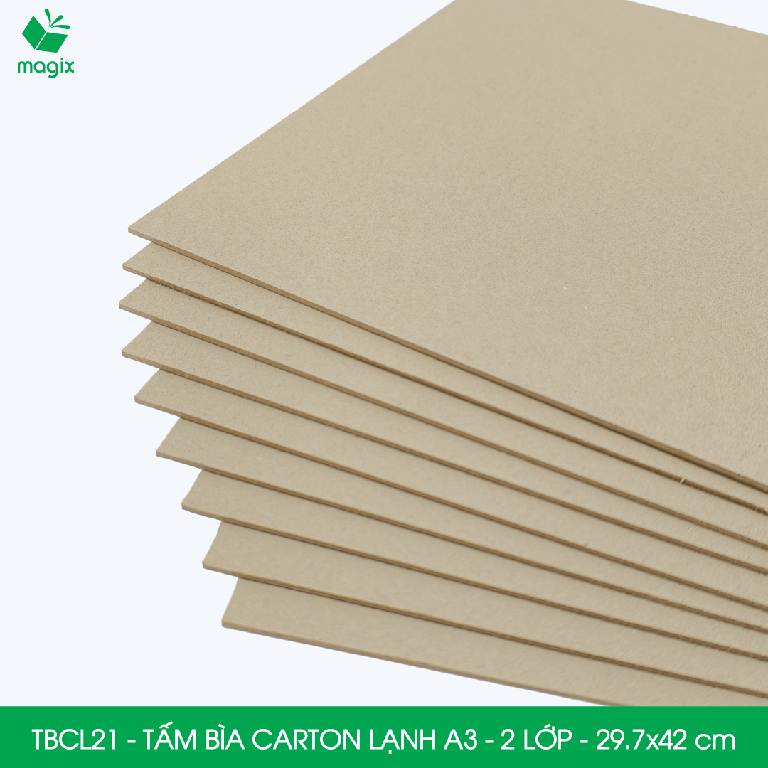 TBCL21 - A3 - Xấp 10 tấm bìa carton lạnh 2 lớp cho đóng gói, lót hộp, giữ form hàng, làm đồ handmade