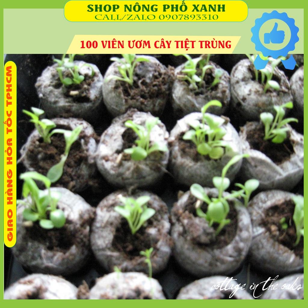 Bộ 100 viên nén ươm hạt xơ dừa hữu cơ trồng rau, dâu tây, thủy canh