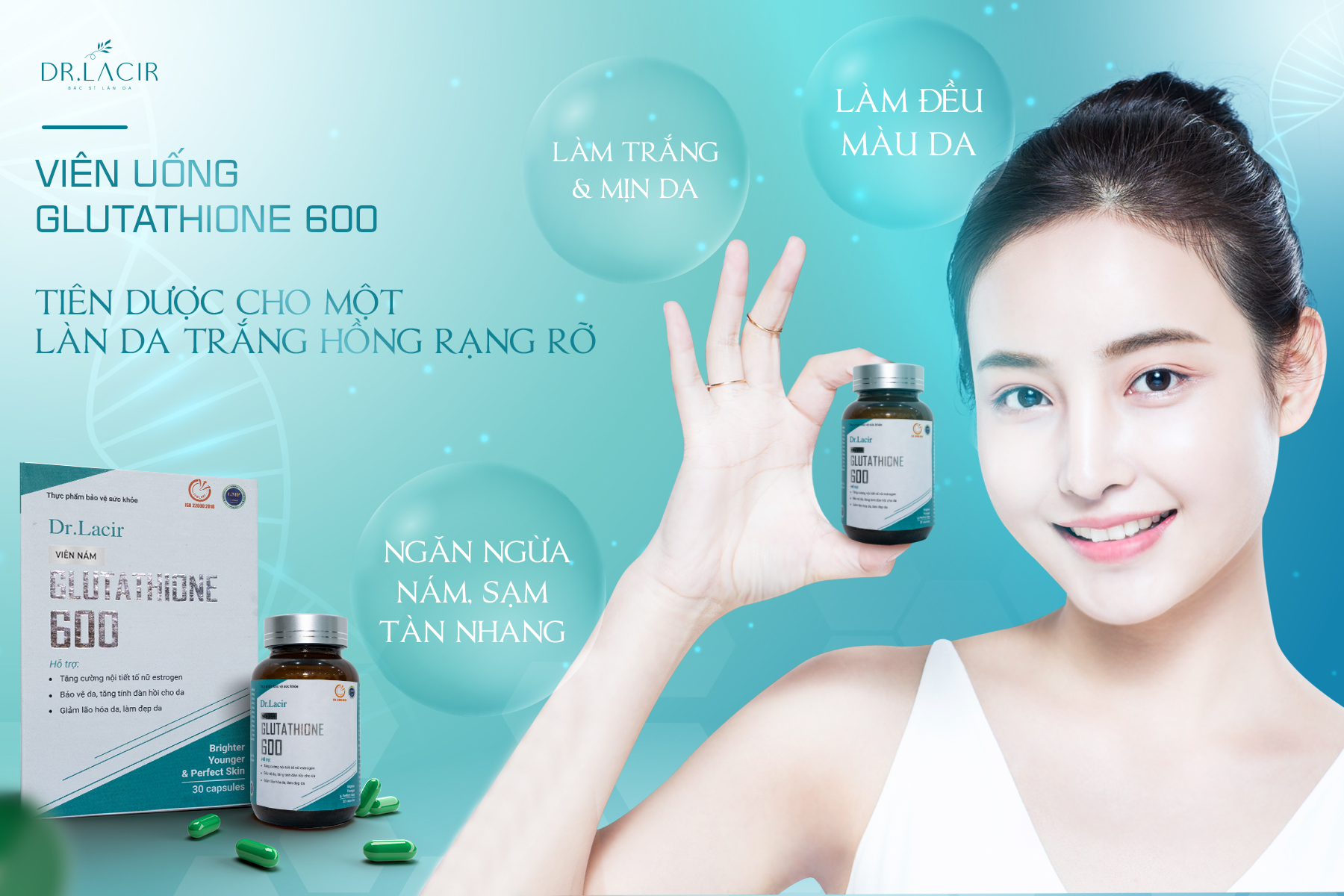 ] - Viên Uống Mờ Nám, Trắng Da Glutathione 600 - Hàng Chính Hãng Dr. Lacir