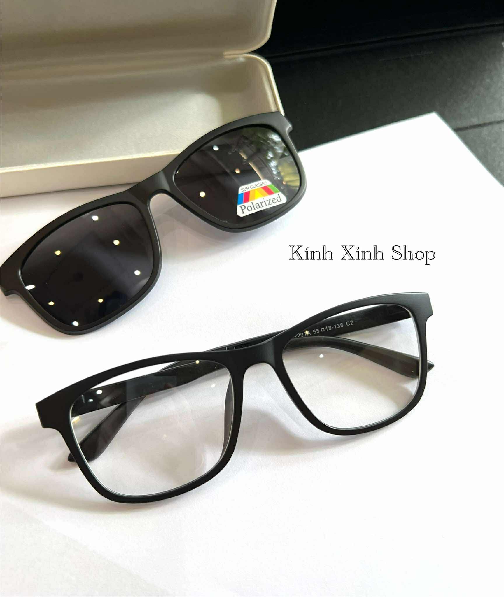 Kính Râm Cận, Gọng Kính Cận, Kính Mắt Thời Trang Clip On 2in1 Dáng Vuông Form To Gọng Nhựa Ultem