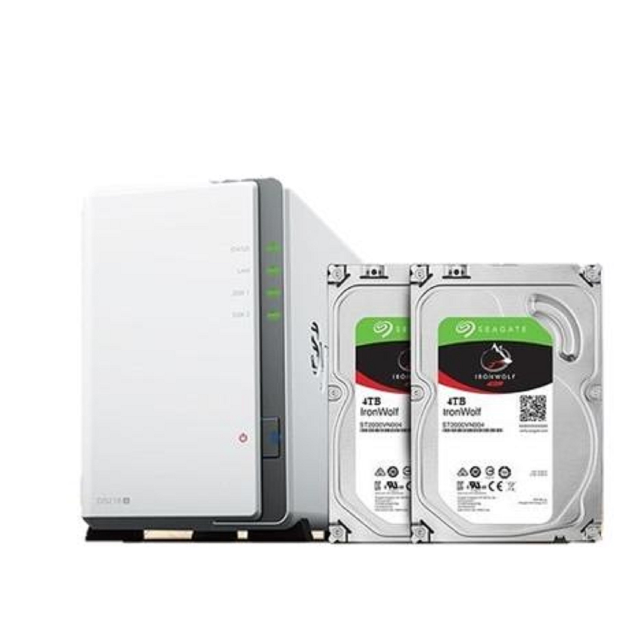 Combo thiết bị lưu trữ NAS Synology DS218J và 2x4TB HDD Seagate Irownolf (Hàng chính hãng)