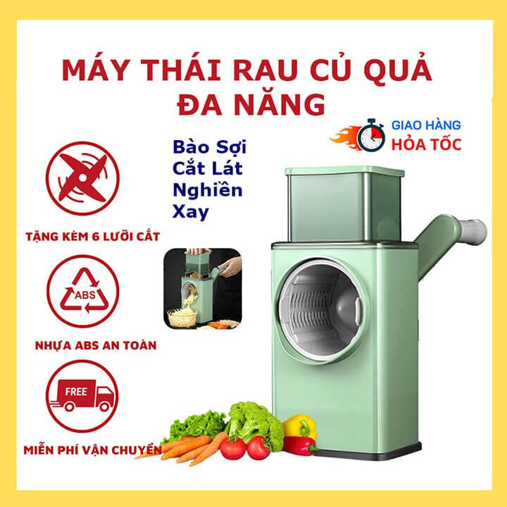 Dụng Cụ Thái Cắt Bào Sợi Rau Củ Quả Đa Năng 4 in 1 bằng thép không gỉ Cỡ Lớn, Thái Lát siêu mỏng, bào sợi, nạo rau củ, xay nghiền hạt - Tặng kèm lưỡi cao cấp