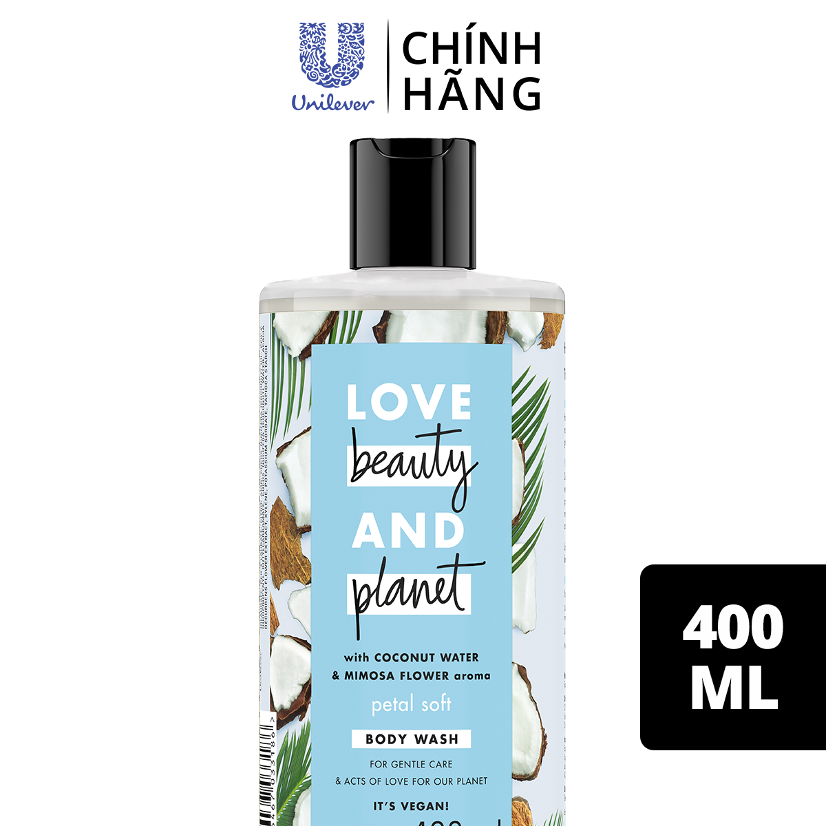 Sữa tắm LOVE BEAUTY &amp; PLANET Chăm da mềm mịn mềm mịn với 100% Dừa tươi organic từ thiên nhiên 400ml