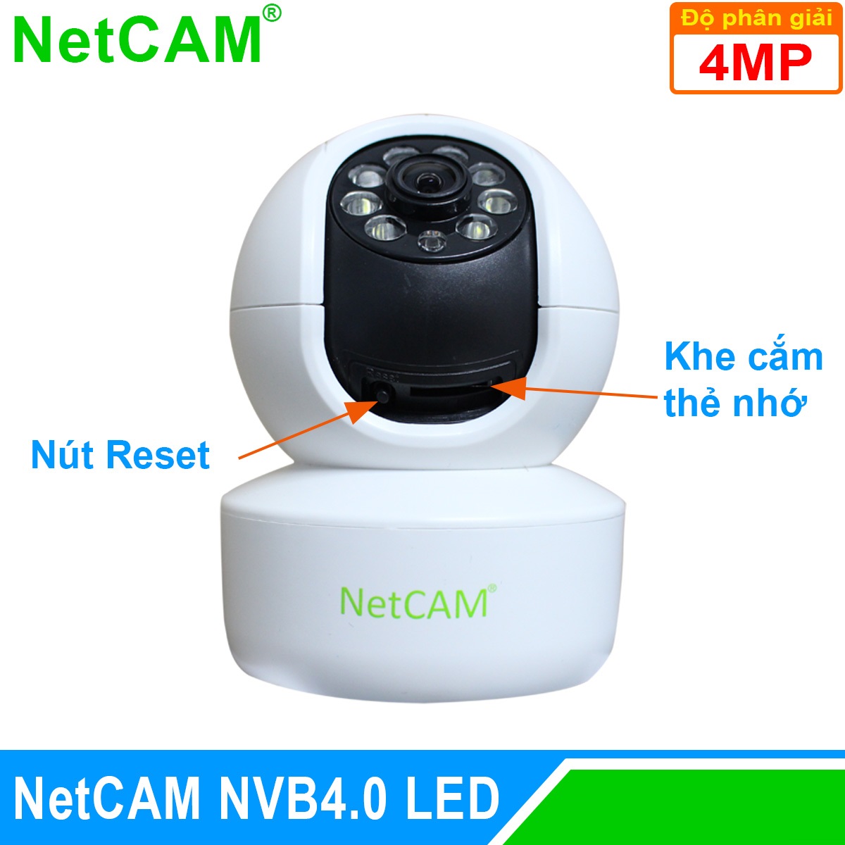 Camera IP wifi giám sát an ninh NetCAM NVB4.0, Độ phân giải 4.0MP, 4 đèn LED chiếu sáng - Hàng Chính Hãng