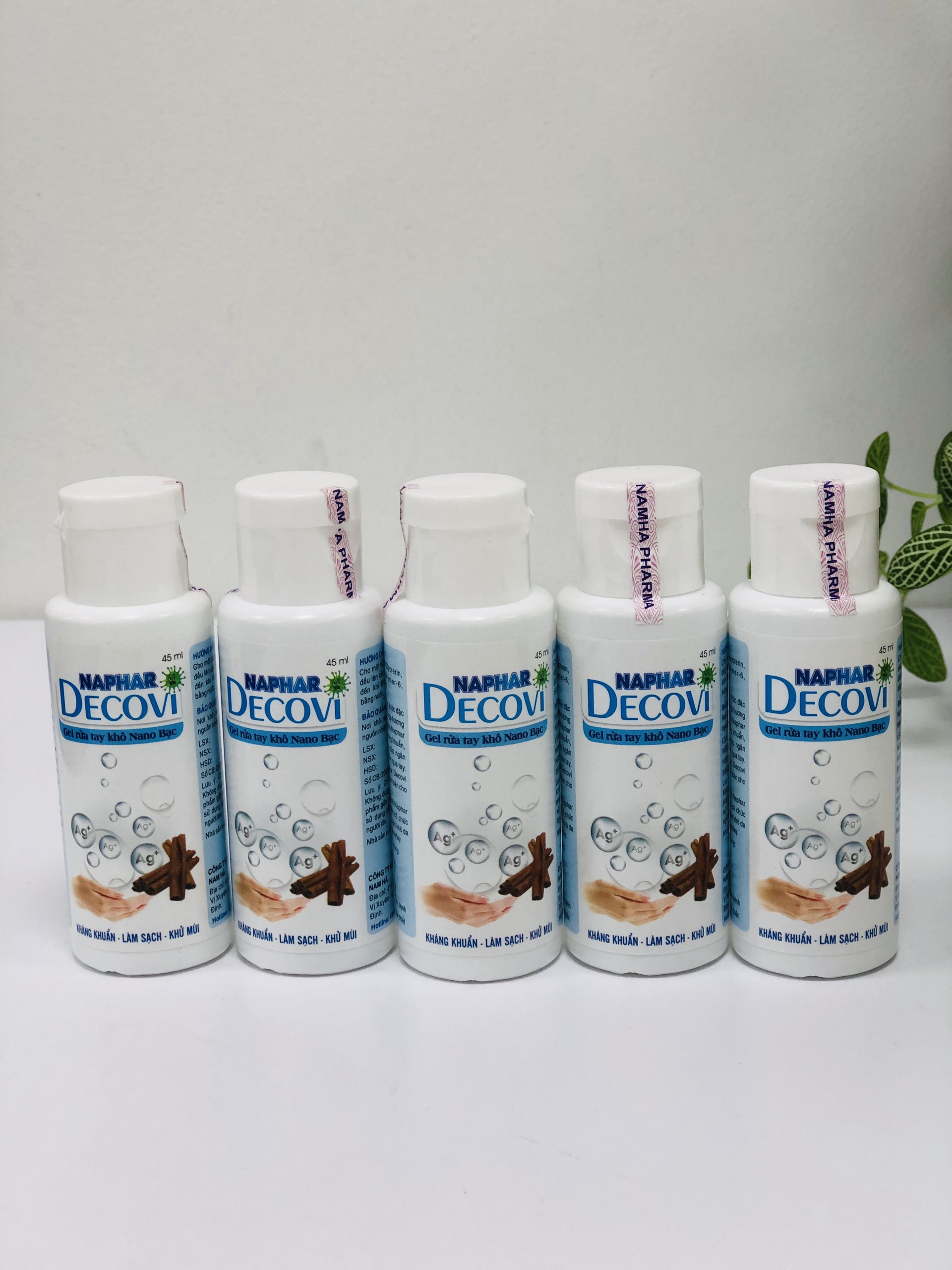 [COMBO 5 CHAI] Gel rửa tay khô kháng khuẩn Nano Bạc Naphar DECOVI 45ml