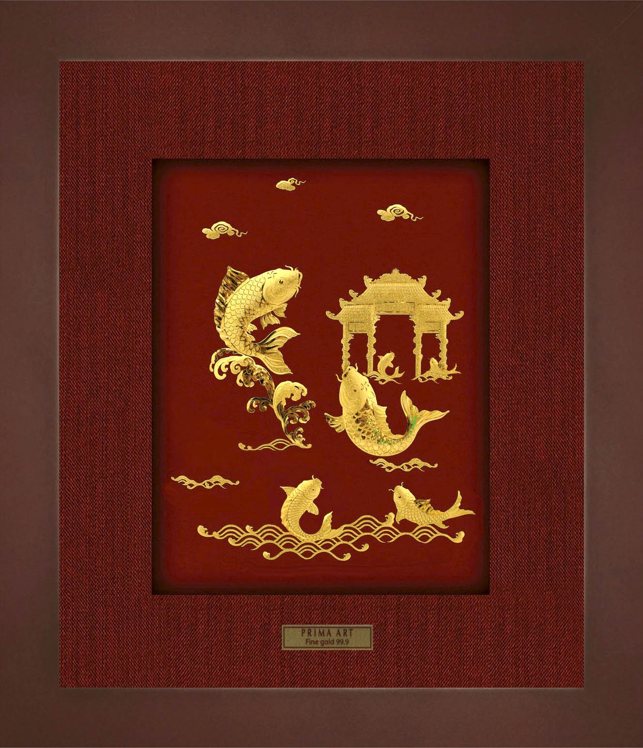 Tranh Vàng 24K PRIMA ART - Cá Chép Vượt Vũ Môn- Kích Thước 25 x 29 cm - CGS-0564-01