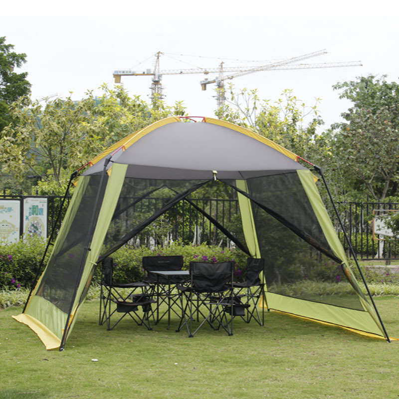 Lều trung tâm 4 cửa thoáng gió, lều cắm trại dã ngoại cỡ lớn dành cho 5-10 người