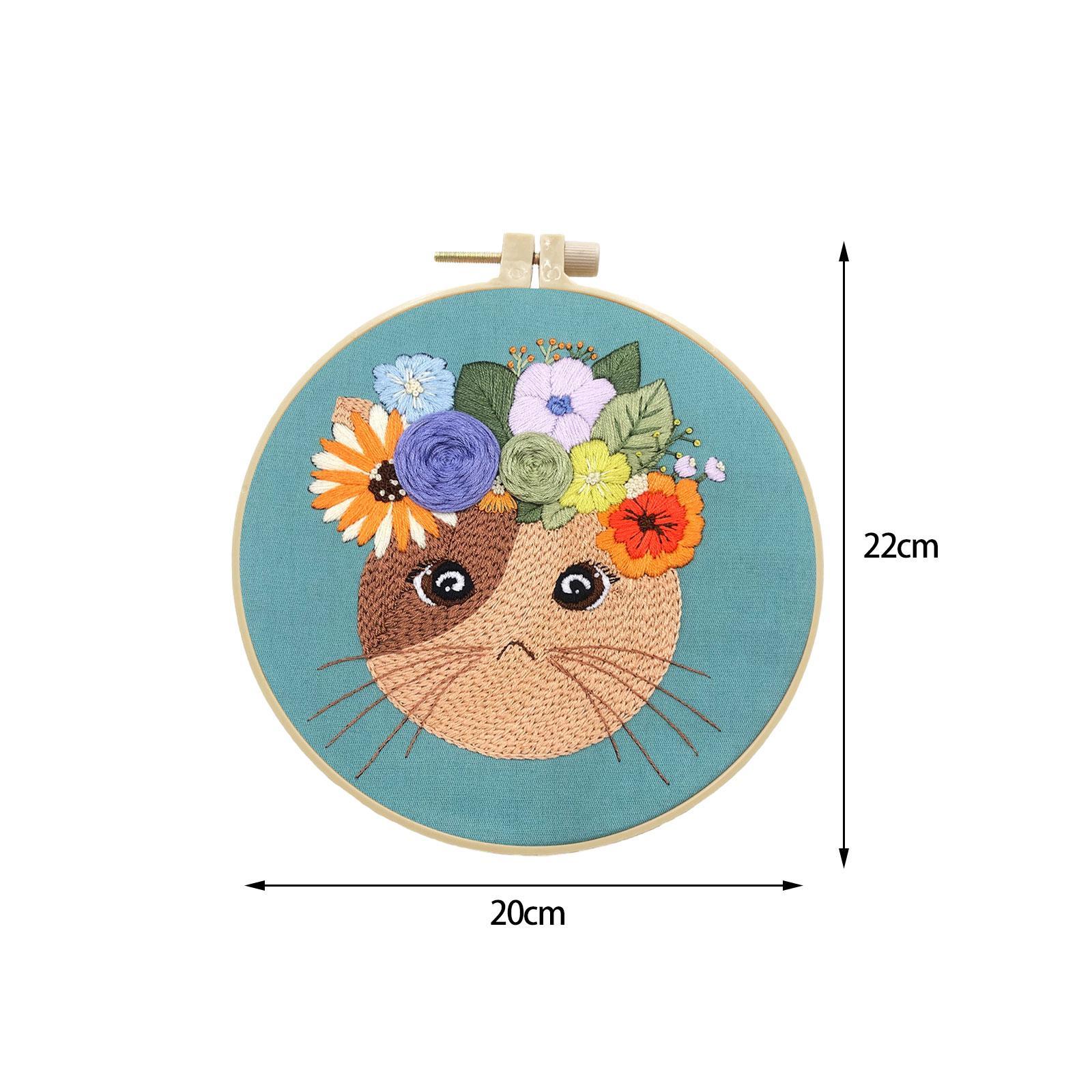 Cross Stitch Cat Embroidery Starter , DIY Embroidery Hoop Cartoon Pattern for Adults Decorative Handmade Sewing Hand Craft Decor Gift