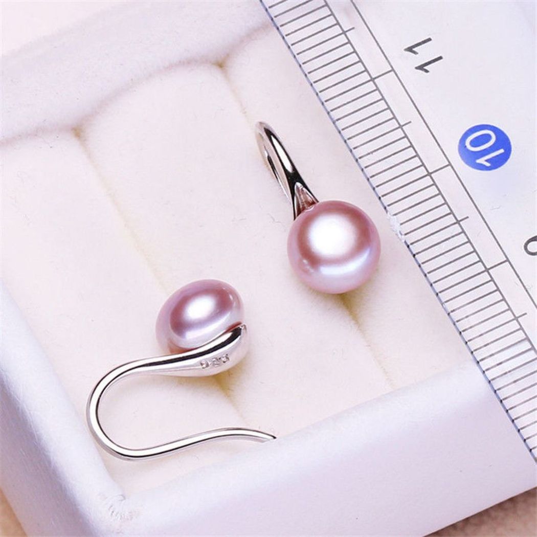 Bông Tai Ngọc Trai Nước Ngọt Thiên Nhiên - Kiểu Móc Hoa - Trang Sức Cô Tấm - SPOOL PEARL (8ly) - CTJ4810