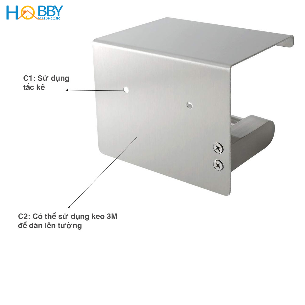 Kệ đựng cuộn giấy vệ sinh toilet có mái che nước dán tường phòng tắm Hobby Home Decor G3 kèm keo dán và đinh ốc