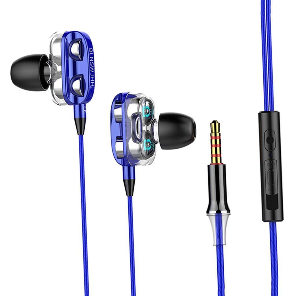 Speaker 1.2M Wired 3.5MM Earphone HiFi Stereo Headset Blue