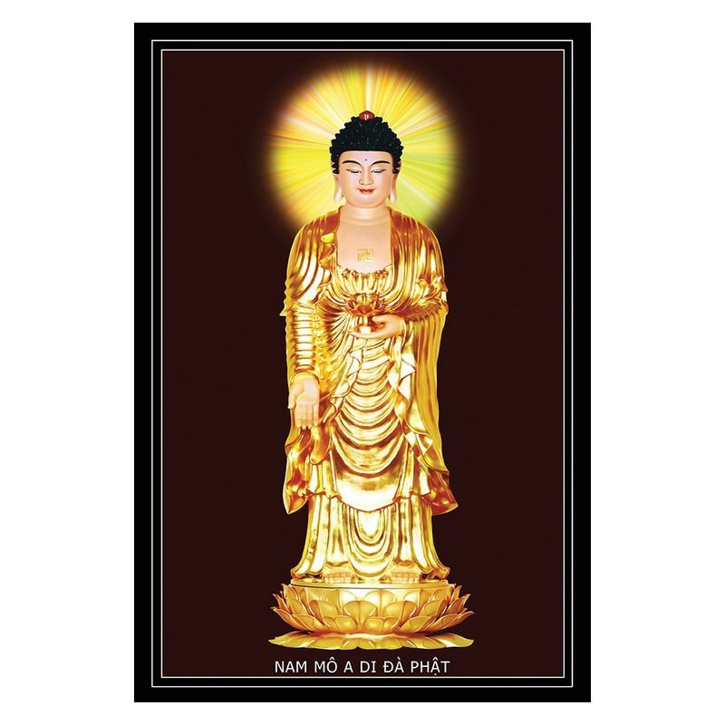Tranh treo tường hình phật trang trí nơi thờ cúng mẫu tam thánh, adida, quan thế âm, phật thích ca, Tranh Phật Giáo Adida Phật 2267