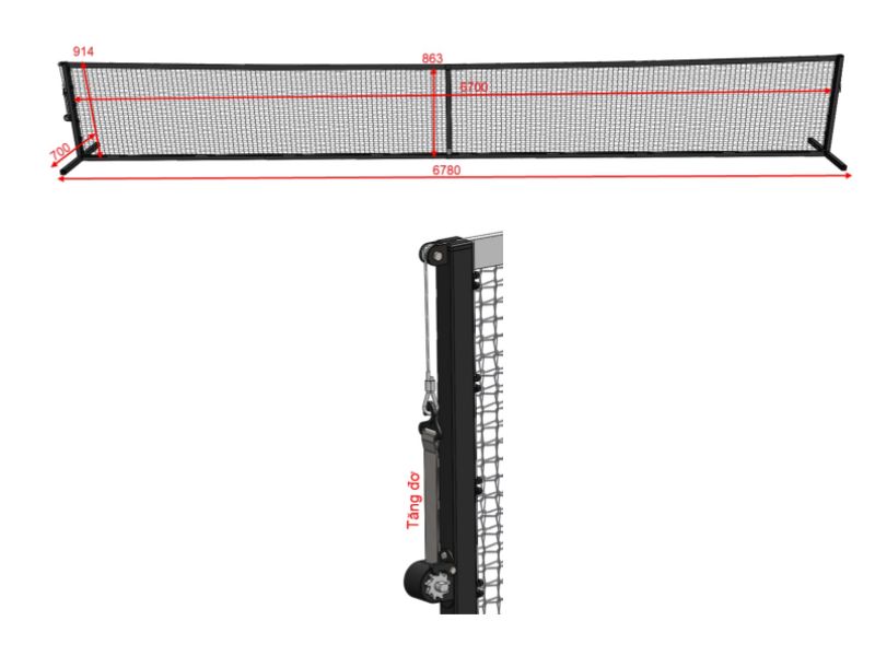 Trụ pickleball Vifa 303701P nặng 20kg, kích thước thép hộp vuông 40*40cm, đạt tiêu chuẩn,dễ dàng tháo lắp khi cần thiết