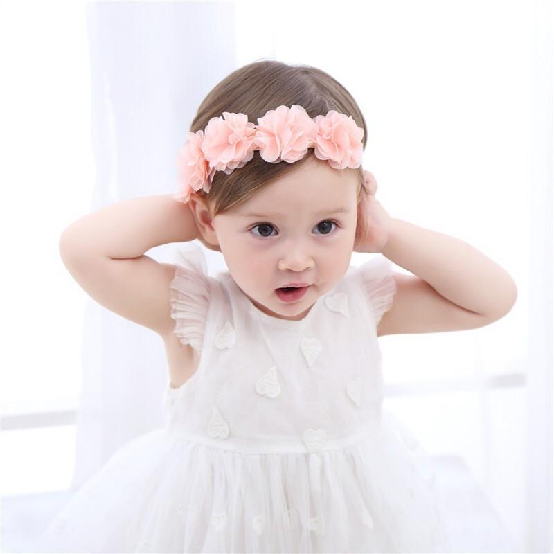 Băng đô cho bé gái tiểu thư dễ thương, Turban hoa cho bé