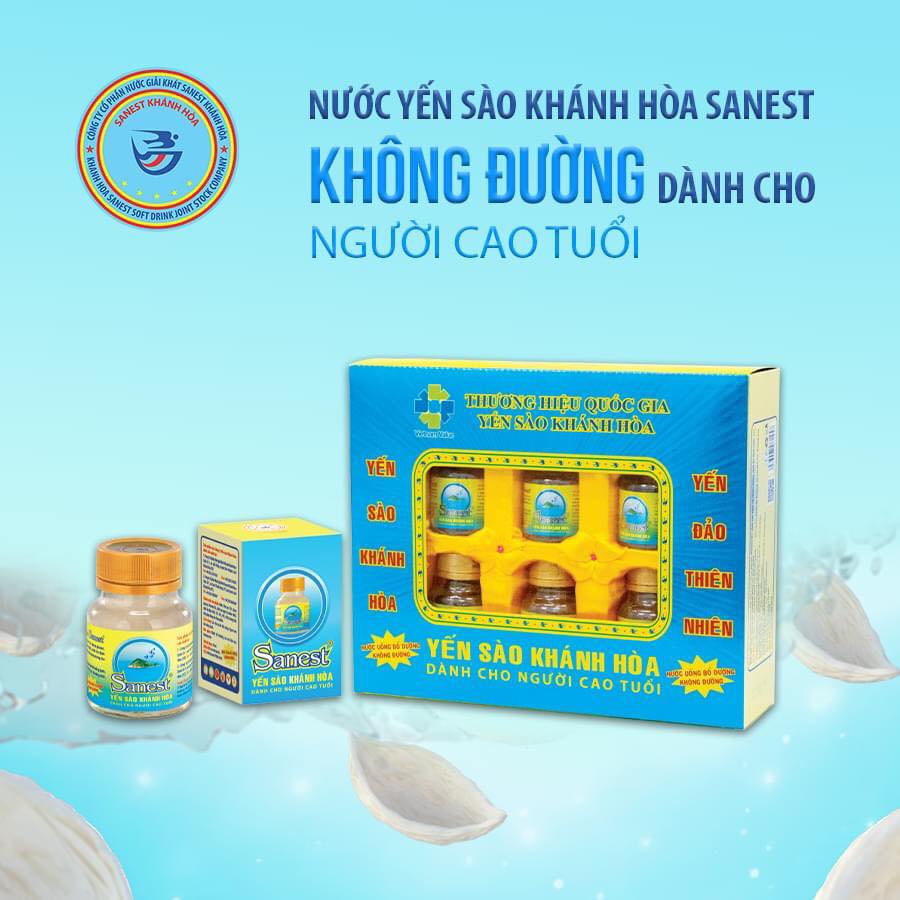 NƯỚC YẾN SÀO KHÁNH HÒA SANESTNGƯỜI CAO TUỔI KIÊNG ĐƯỜNG 70ML, HỘP 6 LỌ