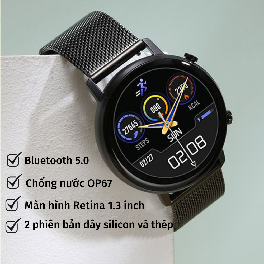 Đồng Hồ Thông Minh Nam Nữ Karen M DT96 Smart Watch Thời Trang Kết Nối Bluetooth Theo Dõi Sức khỏe Vận Động Thể Thao  - Hàng Chính Hãng