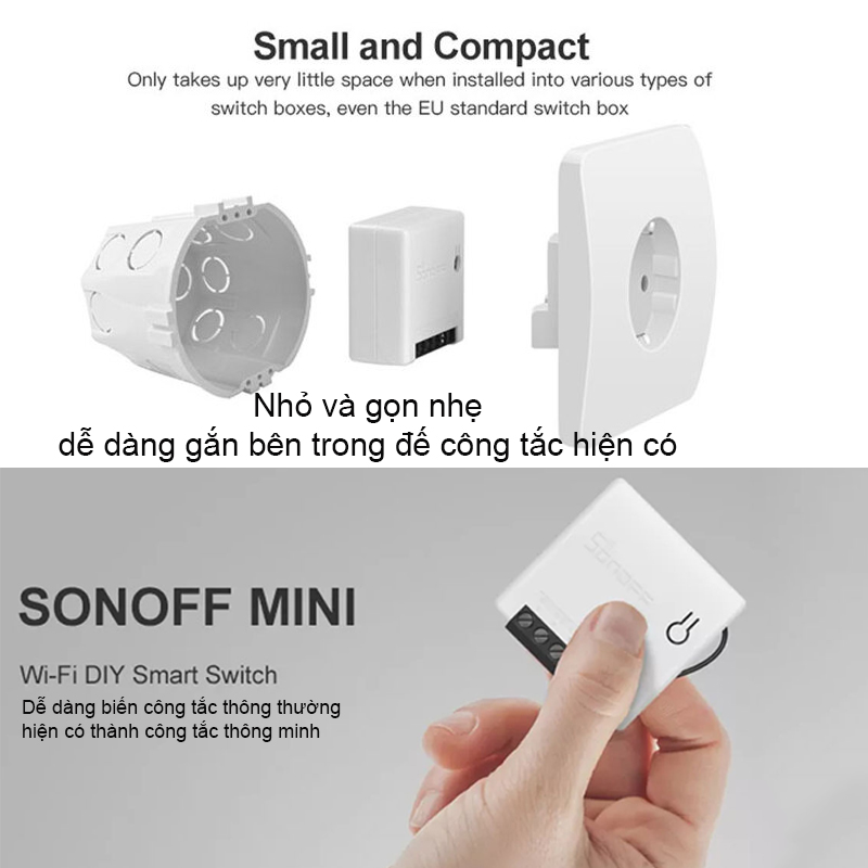 Công tắc thông minh wifi smartphone SOF mini giúp biến công tắc thông thường thành công tắc thông minh đơn giản