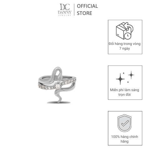 Nhẫn Nữ Danny Jewelry Bạc 925 Biểu Tượng Rắn Đính Đá CZ Xi Rhodium/Vàng Hồng/Vàng 18k N0097