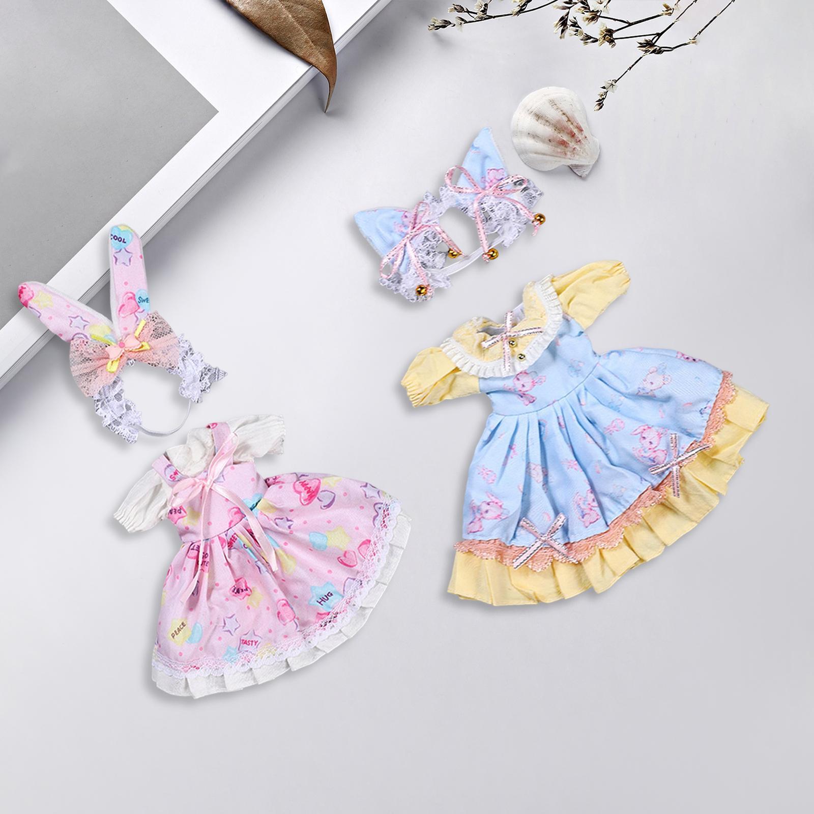 2 Pieces Fashion Doll Clothes Dress Set Handmade Outfits for 12'' inch Dolls