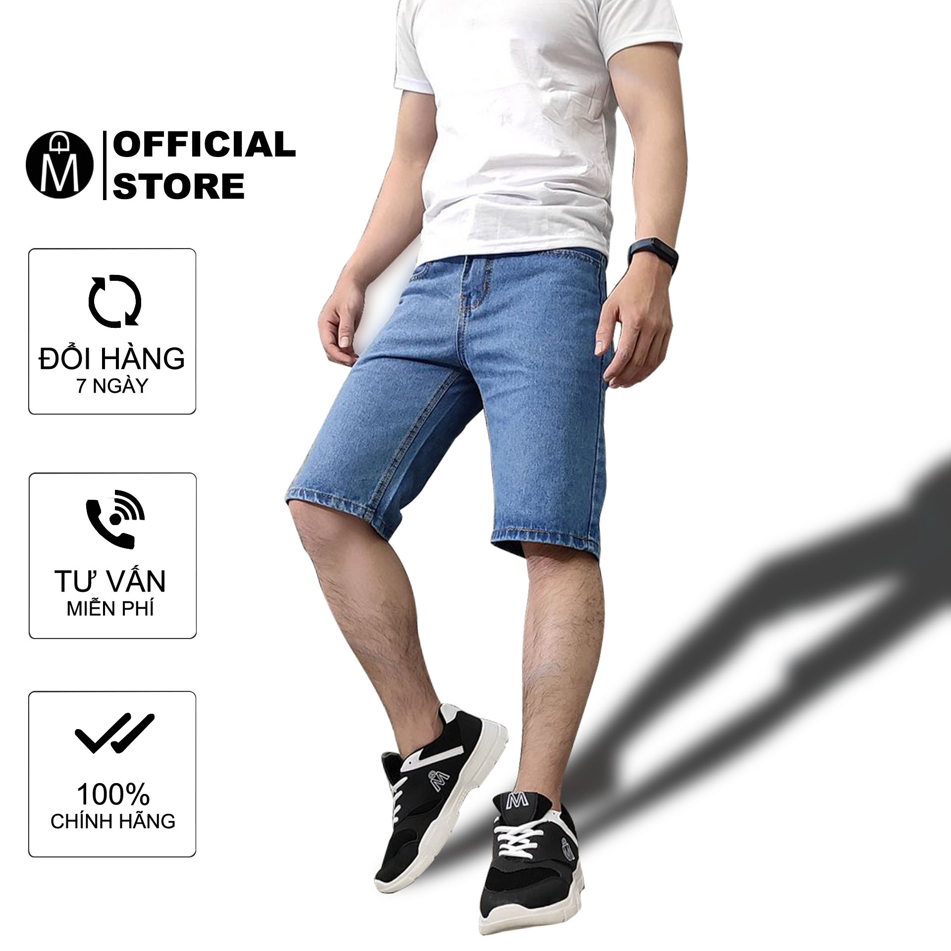 Quần short jean nam MĐ Q391 xanh nhạt