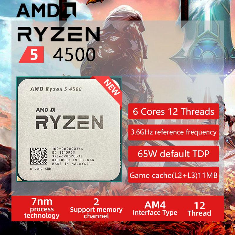 AMD Ryzen 5 4500 R5 4500 3.6 GHz 6-Core 12-Stread CPU Processor 7NM L3 = 8M 100-000000644 AM4