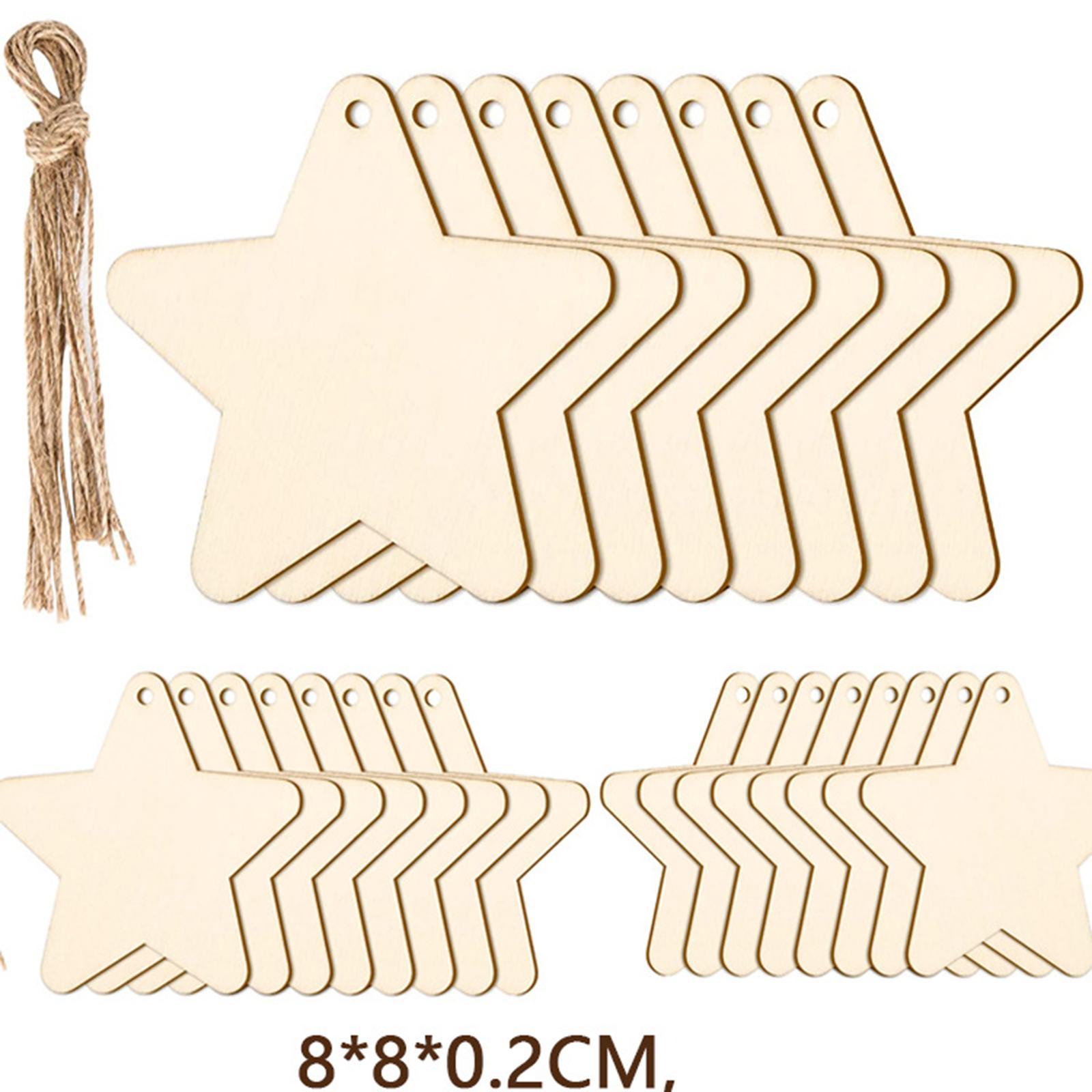 25x Unfinished Wood Slices Wooden Craft Shapes with Ropes for Crafts Holiday
