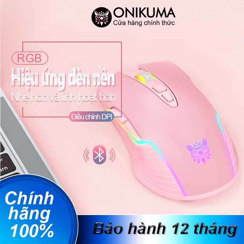 Chuột chơi game bluetooth không dây có thể sạc lại ONIKUMA CW905 màu hồng với đèn RGB, có thể điều chỉnh DPI 5 tốc độ [Hàng chính hãng]