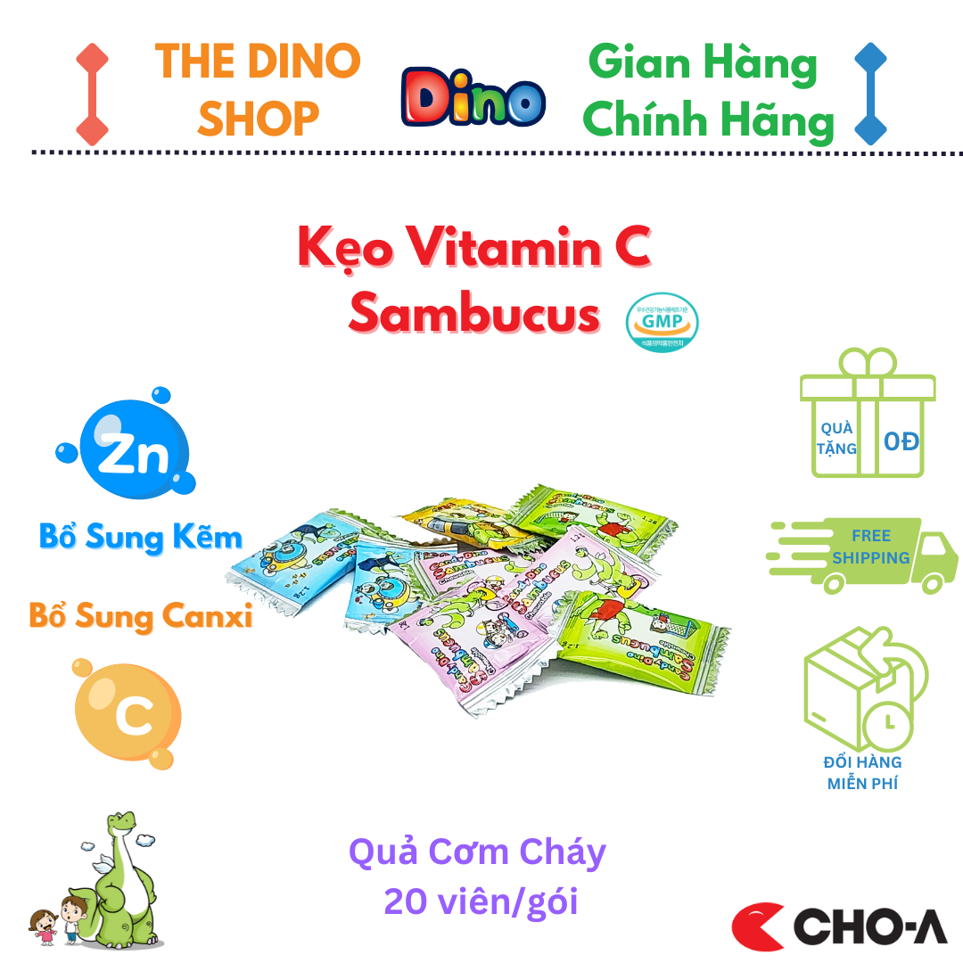 Kẹo Dino Sambucus Bổ Sung Kẽm Và Vitamin C Giúp Trẻ Ăn Ngon (20 viên/gói)