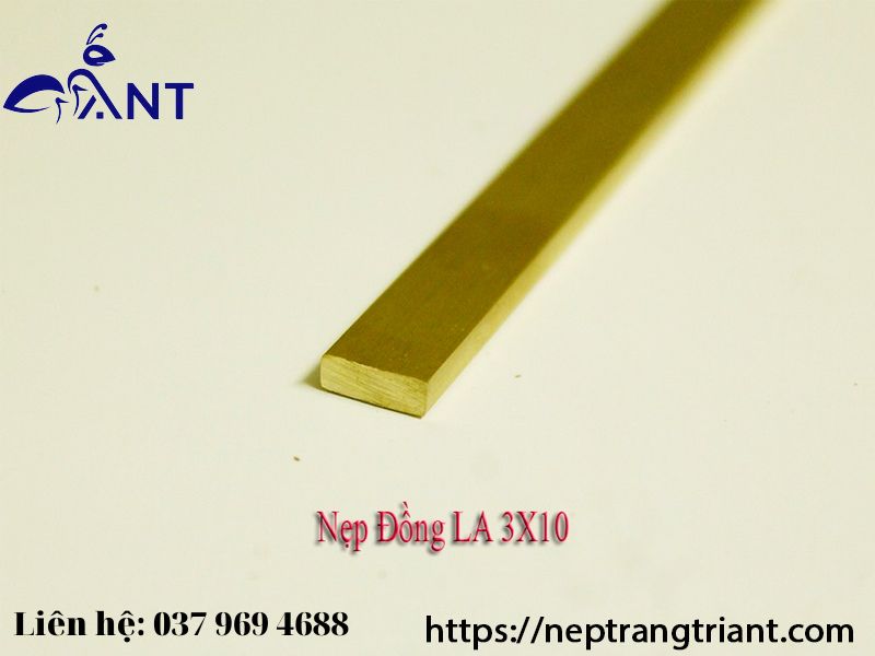 Nẹp đồng la 3x10, nẹp la trang trí, thanh la đồng, thanh dài 3m