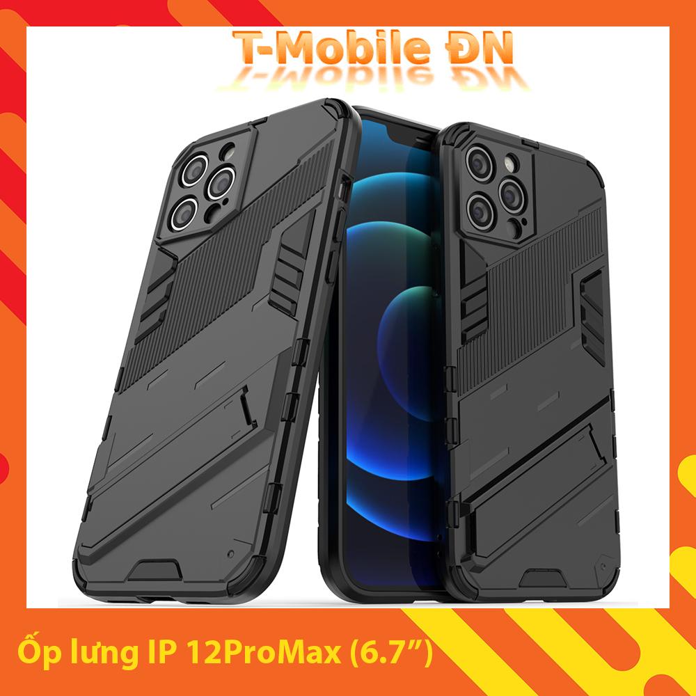 Ốp lưng cho iPhone 12 Pro Max, Ốp chống sốc Iron Man PUNK cao cấp kèm giá đỡ cho iPhone 12 Pro Max