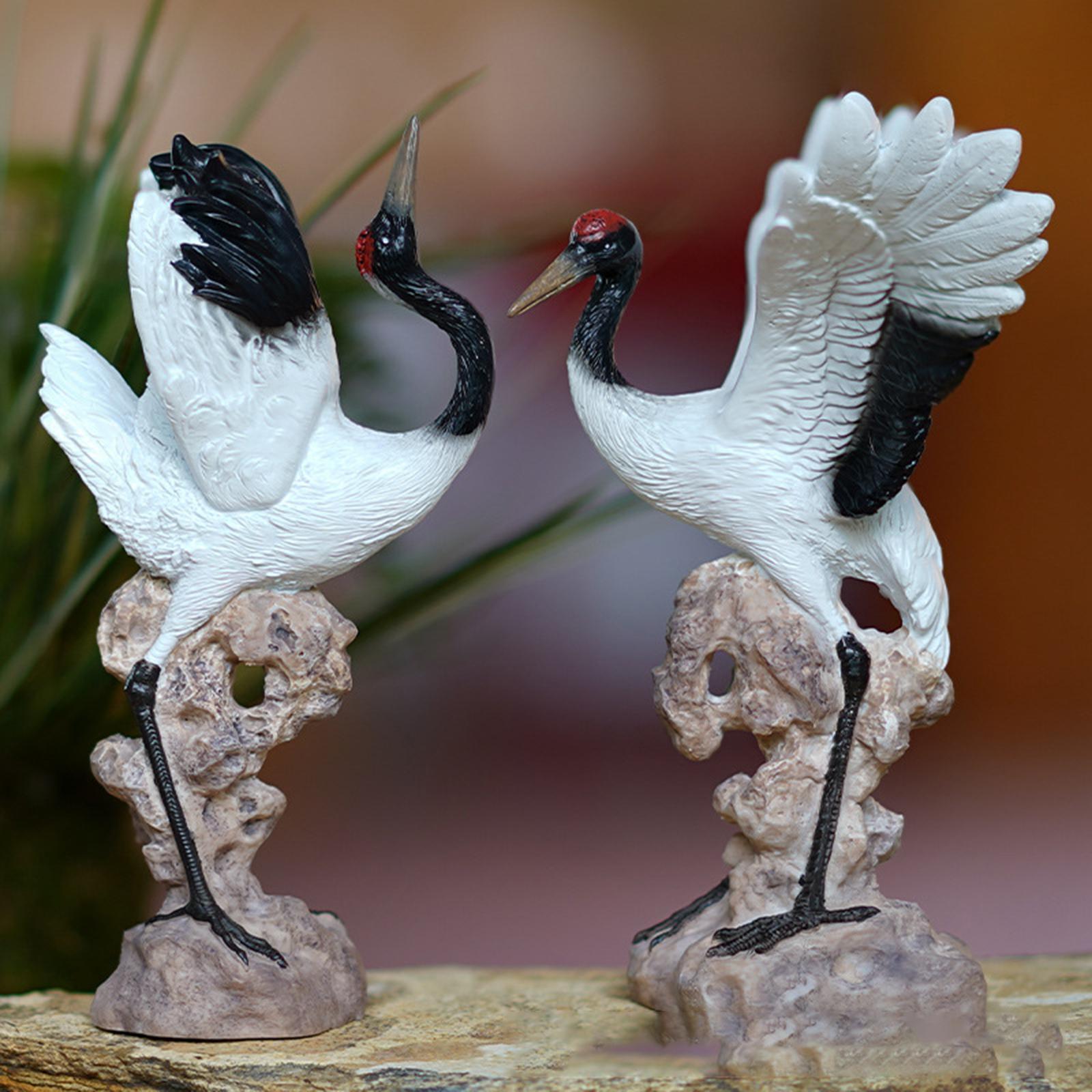 3Pcs Statues Crane Chic Gift Collectibles for Living Room Balcony Bonsai