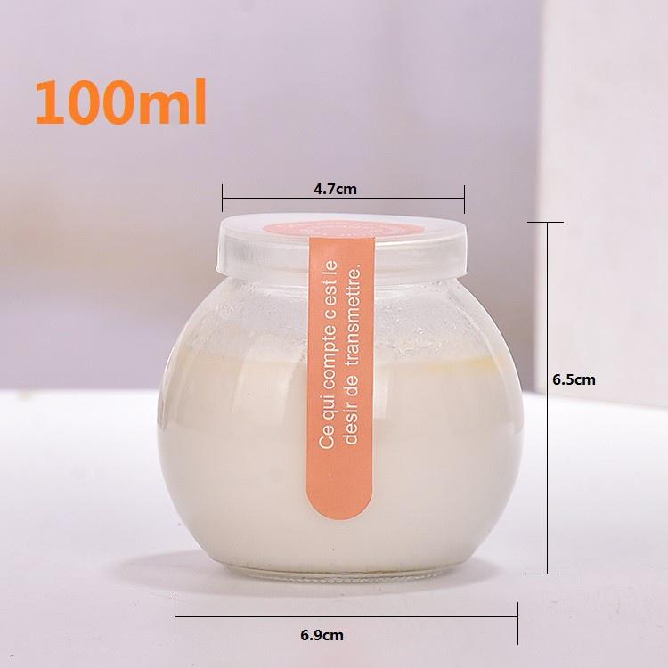 Hũ sữa chua thủy tinh, Lọ nắp nhựa dung tích 100ml - 200ml, hũ thủy tinh làm caramen, bánh flan cao cấp