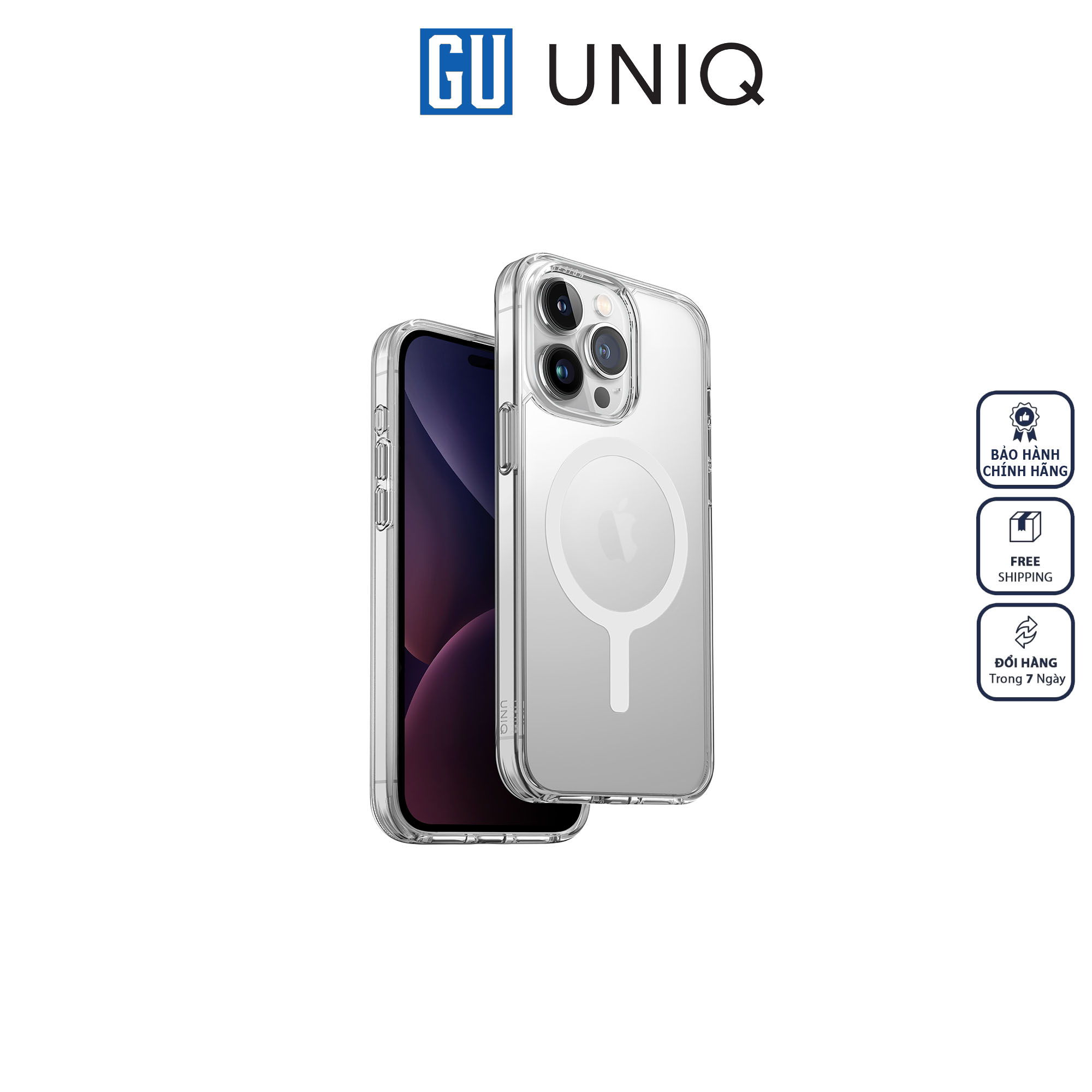 Ốp UNIQ Hybrid Magclick Charging LifePro Xtreme Cho iPhone 15 Pro Max Chống Bám Vân Tay Tương Thích Với Sạc Không Dây Hàng Chính Hãng